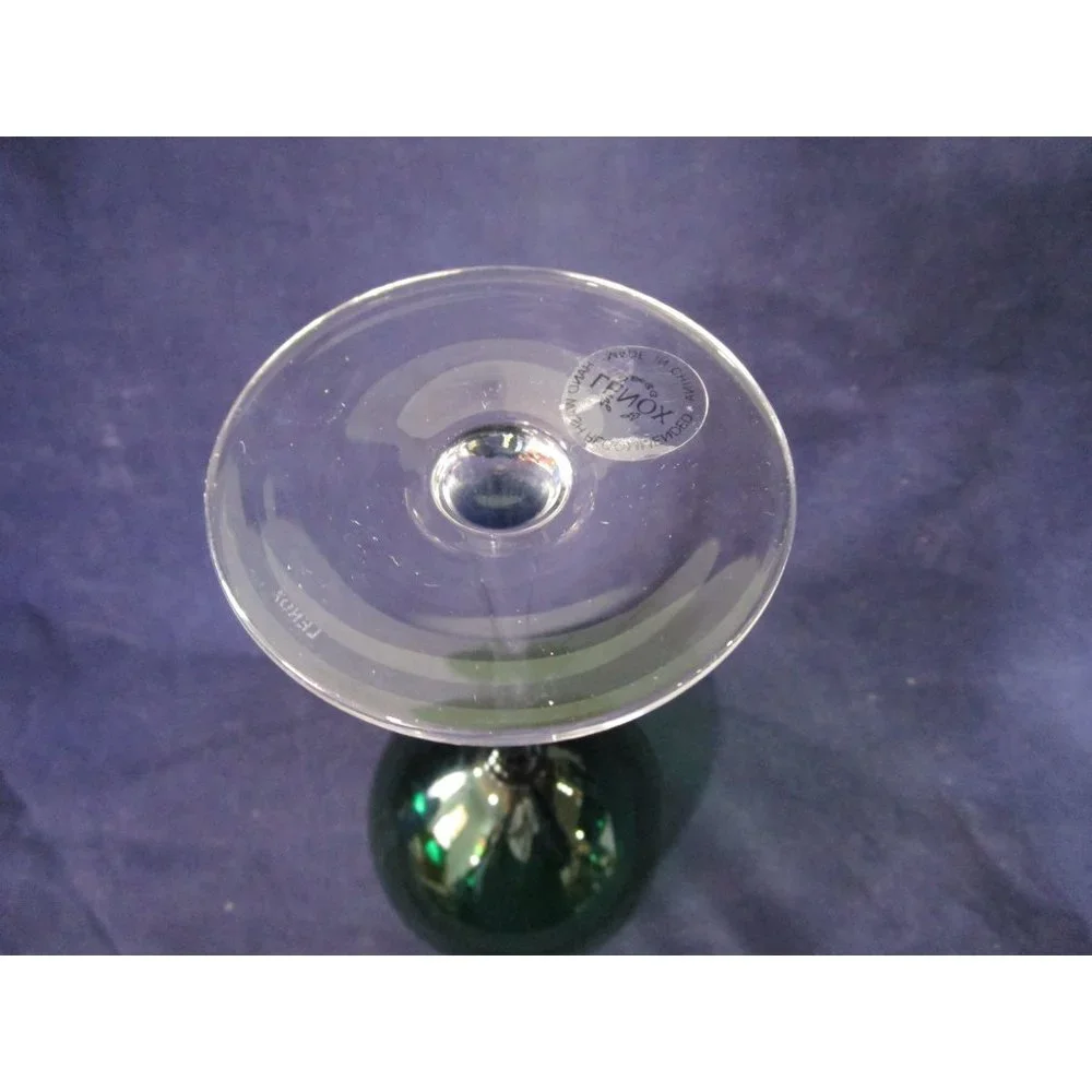 Lenox Holiday Gems Emerald Green Balloon Wine Glass Clear Stem and foot, nwt - Picture 10 of 11